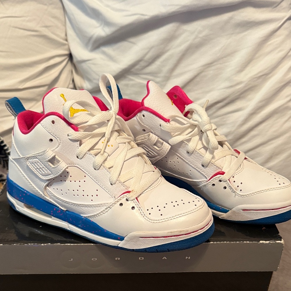 Jordan Kids' White and Pink Sneakers